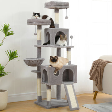 Cat Tree Tower House Condo Perch Entertainment Scratching for Kitten Multi-Level Tower for Large Cat Cozy Furniture Protector