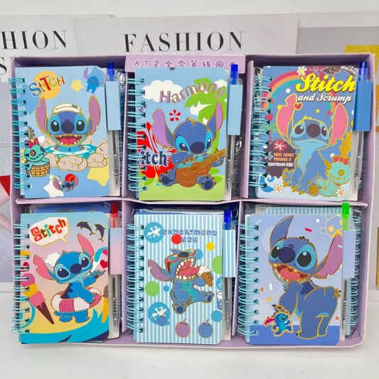 Disney stitch caderno dos desenhos animados anime bonito portátil