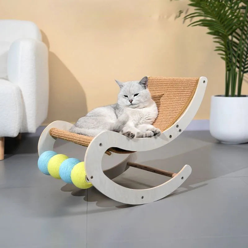 Pet Rocking Chair Cat Rocking Bed Mat with Paper Rope Ball Toy Kitten Swing Scratching Sisal Hammock Pet Supplies Dog Puppy